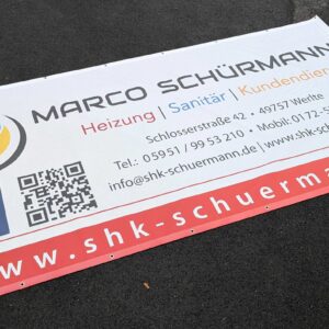 Werbebanner aus Meshplane für Marco Schürmann
